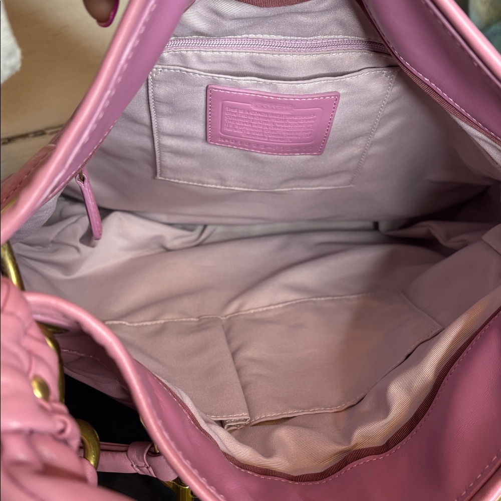 Coach Parker Lavender Leather Shoulder Bag with Gold Accents - Picture 4 of 9